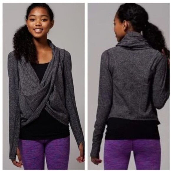 Ivivva Four Count Shrug Wrap in Heathered Grey/Black - Picture 1 of 10
